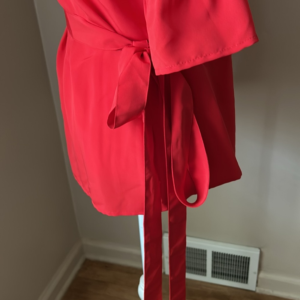 Draper James red wrap top with ruffle sleeve. Size 10. - Picture 4 of 9